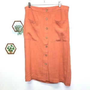Madison Grey orange coral fall midi skirt